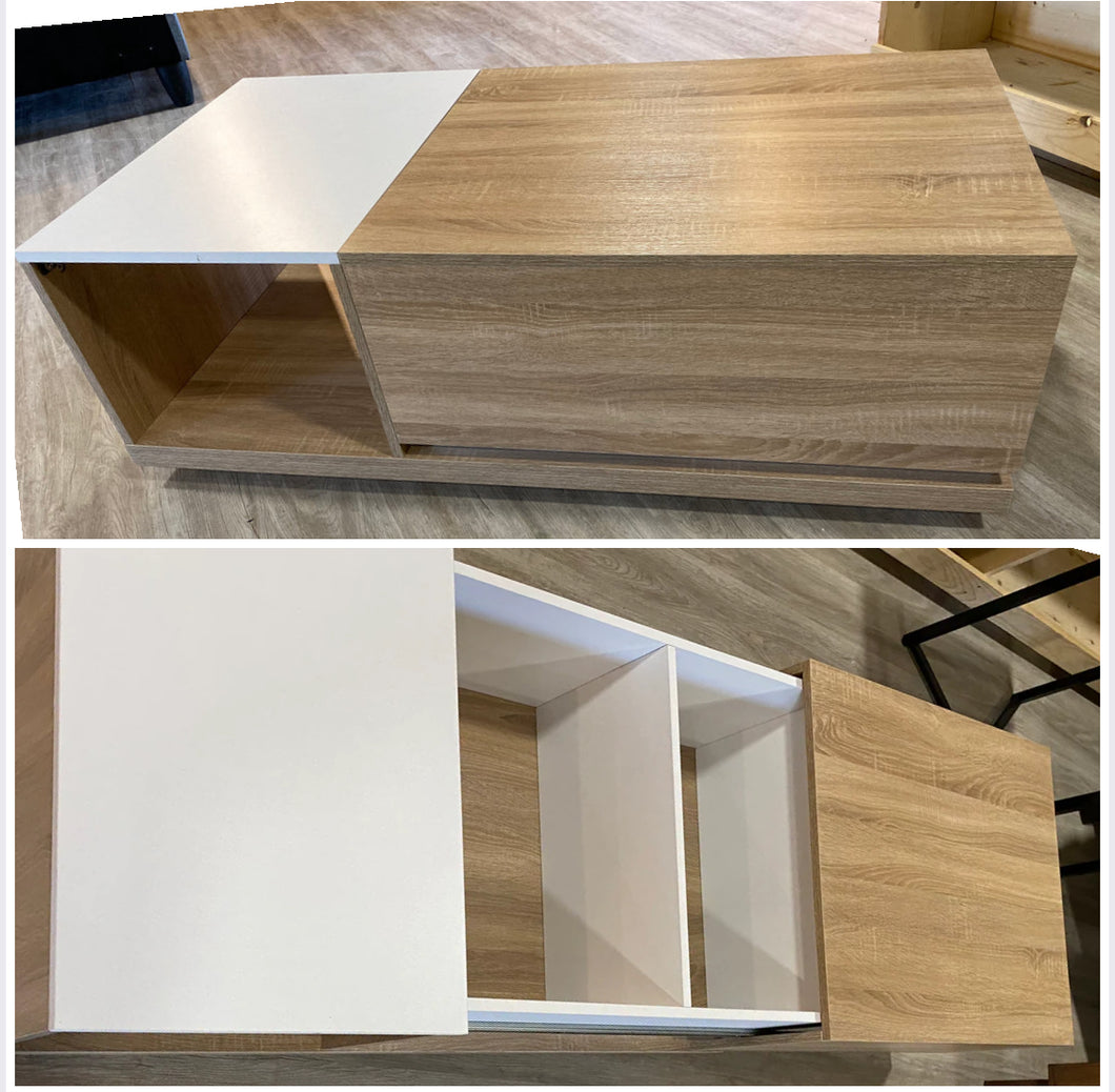 47” Modern Slide-Open Storage Coffee Table with Compartments