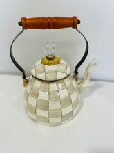 Load image into Gallery viewer, MacKenzie-Childs Hand-Decorated Enamel Tea Kettle, 2 QT MOCHA CHECK