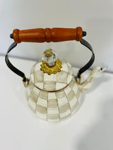 Load image into Gallery viewer, MacKenzie-Childs Hand-Decorated Enamel Tea Kettle, 2 QT MOCHA CHECK