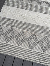 Load image into Gallery viewer, 8&#39; x 10&#39; Jacques Hand Woven Wool/Cotton Striped Rug in Grey/Ivory