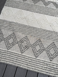 8' x 10' Jacques Hand Woven Wool/Cotton Striped Rug in Grey/Ivory