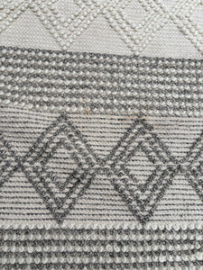 8' x 10' Jacques Hand Woven Wool/Cotton Striped Rug in Grey/Ivory