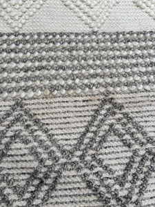 8' x 10' Jacques Hand Woven Wool/Cotton Striped Rug in Grey/Ivory