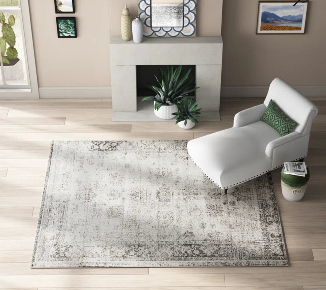 3' x 5' Brandt Floral Grey Area Rug