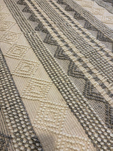 Load image into Gallery viewer, 6' X 6' Square Jacques Hand Woven Wool/Cotton Striped Rug in Grey/Ivory
