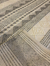 Load image into Gallery viewer, 6' X 6' Square Jacques Hand Woven Wool/Cotton Striped Rug in Grey/Ivory