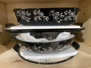 temp-tations 6-Piece Essential Bake and Serve Set, FLORAL LACE BLACK