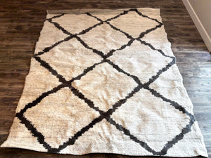 8' x 10' Power Geometric Shag Ivory/Black Area Rug