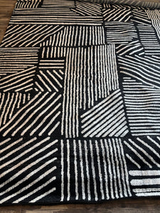 7'10" x 10' World Rug Gallery Contemporary Boho Stripes Area Rug: Geometric Pattern, Low Loop Pile, Stain & Fade Resistant