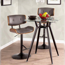 Load image into Gallery viewer, 25-34&quot; Lombardi  Mid-Century ModernAdjustable Barstool in Walnut &amp; Grey PU