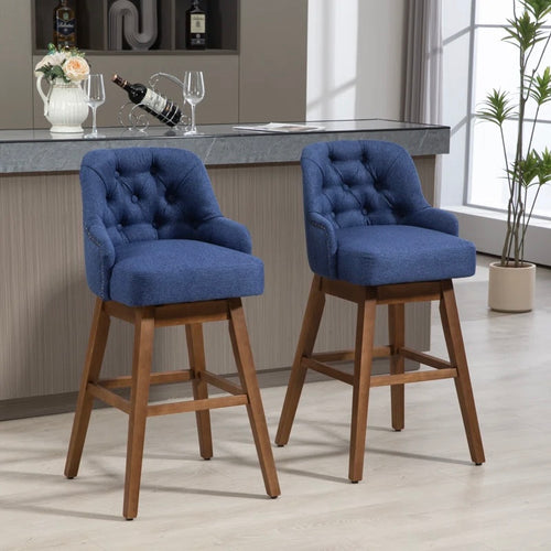 Lyllia Swivel Upholstered Counter Stool with Solid Wood Frame (Set of 2)