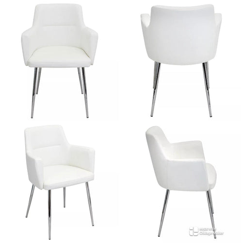 Andrew Contemporary Dining Chairs (Set of 4) Metal/Off-White - LumiSource