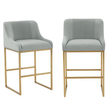 Load image into Gallery viewer, Lisa Pleated Velvet Counter Stool (SET OF 2)