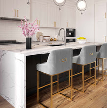 Load image into Gallery viewer, Lisa Pleated Velvet Counter Stool (SET OF 2)