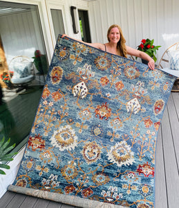 5' x 7'6" Dovey Oriental Blue Area Rug