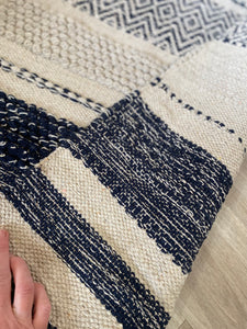 6' x 9' Addilyn Striped Hand-Woven Flatweave Cotton Ivory/Navy Area Rug