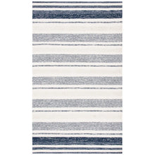 Load image into Gallery viewer, 6&#39; x 9&#39; Addilyn Striped Hand-Woven Flatweave Cotton Ivory/Navy Area Rug