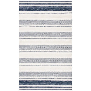 6' x 9' Addilyn Striped Hand-Woven Flatweave Cotton Ivory/Navy Area Rug