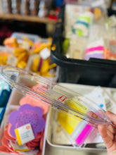 Load image into Gallery viewer, Clear Plastic Decor Tray with Colorful Paper Clip Design