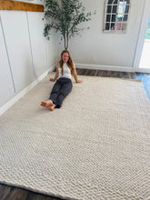 Load image into Gallery viewer, 8&#39; x 10&#39; Bowan Solid Color Hand Loomed Wool/Cotton Area Rug in Ivory
