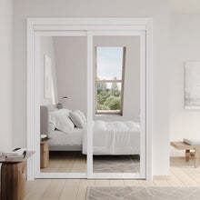 Load image into Gallery viewer, 84” Full Length White Mirrored Sliding Closet Doors SET