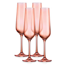 Load image into Gallery viewer, Colored Sheer Champagne Flutes, Set of 4, Pink