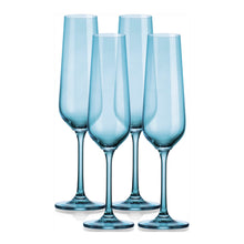 Load image into Gallery viewer, Colored Sheer Champagne Flutes, Set of 4, Blue