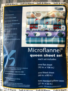 Queen Shavel Micro Flannel 6-Piece Sheet Set Queen - Blue
