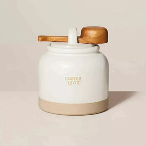 12oz Stoneware Crock Coffee Canister with Scoop Cream/Clay - Hearth & Hand with Magnolia