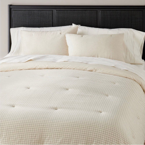 Hearth and Hand 3 pc King Grid Stitch Comforter Bedding Set Railroad Gray