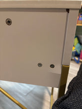 Load image into Gallery viewer, 47&#39;&#39;Elegant Fluted Computer Desks with 2 Drawers,Modern White Makeup Vanity Table &amp; Study Writing Desk with Gold Metal Frame for Bedroom, Office