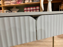 Load image into Gallery viewer, 47&#39;&#39;Elegant Fluted Computer Desks with 2 Drawers,Modern White Makeup Vanity Table &amp; Study Writing Desk with Gold Metal Frame for Bedroom, Office