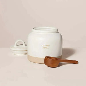 12oz Stoneware Crock Coffee Canister with Scoop Cream/Clay - Hearth & Hand with Magnolia