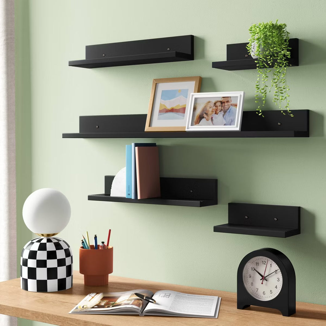 5pk Wall Shelf Picture Ledge - Room Essentials™, BLACK