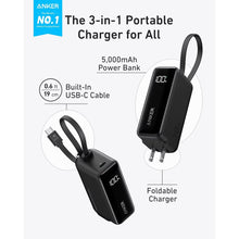 Load image into Gallery viewer, Anker 5000mAh 30W Fusion Power Bank - Black: Rechargeable, Single Output, 0.25 lbs