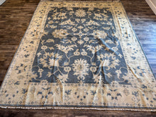 Load image into Gallery viewer, 9'1" x 11'6" Hand-knotted Royal Ushak Grey Wool Rug