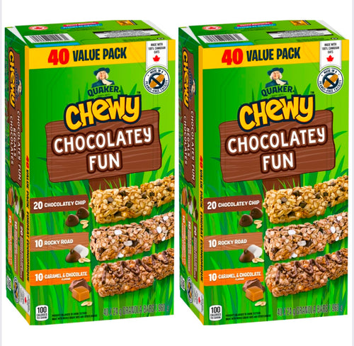 Quaker Chewy Granola Bars - Chocolatey Fun, 2 Pack x 40 Bars Each