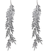 Load image into Gallery viewer, 48" Glitter Laurel Leaf Garland Holiday Memories (SET OF 2)