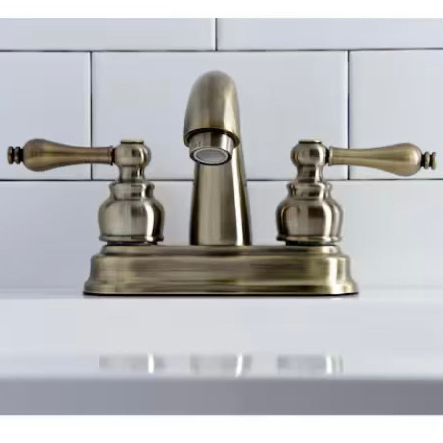 Kingston Brass Restoration 4 in. Centerset Bathroom Faucet, Antique Brass