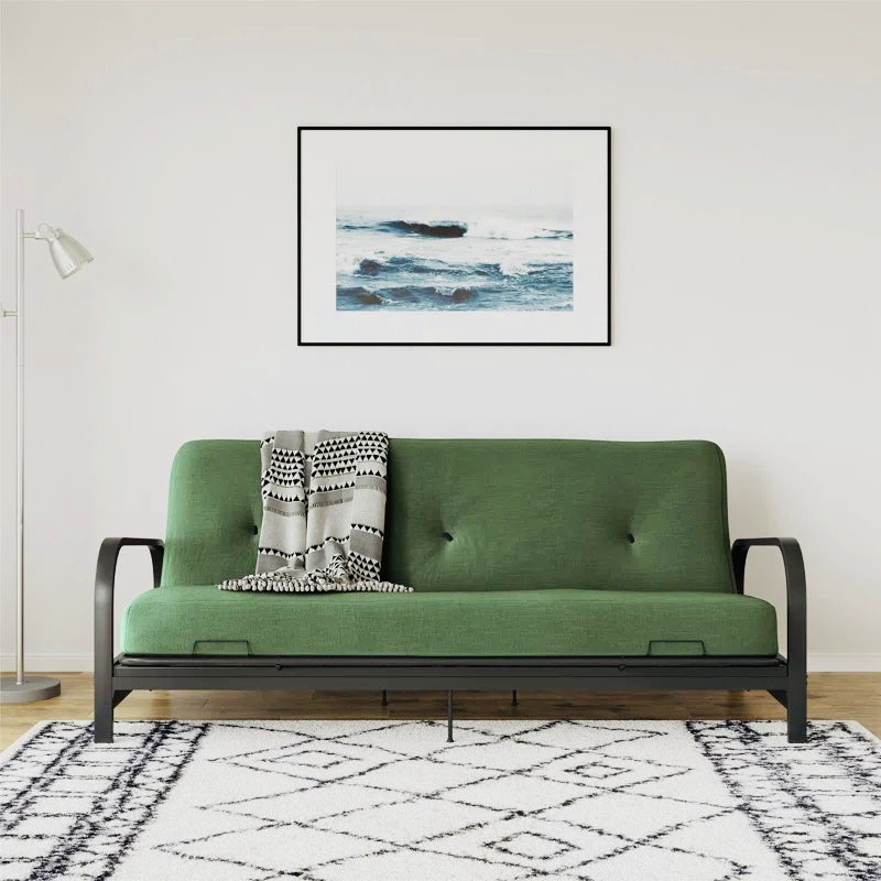 77'' Wide Ailep Full Futon And Mattress, GREEN