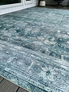 8'6" x 11'6" Magnolia Home By Joanna Gaines X Loloi Banks Machine Washable Blue / Lagoon Area Rug