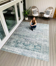Load image into Gallery viewer, 8&#39;6&quot; x 11&#39;6&quot; Magnolia Home By Joanna Gaines X Loloi Banks Machine Washable Blue / Lagoon Area Rug