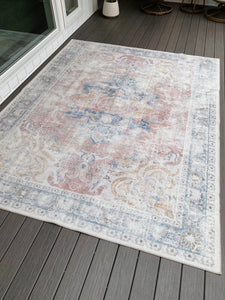 7'7" x 9'6" Quinn Oriental Flatweave Machine Washable Polyester Performance Rug