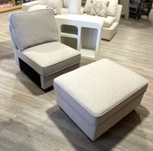 Load image into Gallery viewer, Devion Furniture Armless Chair and Ottoman Set, Light Grey