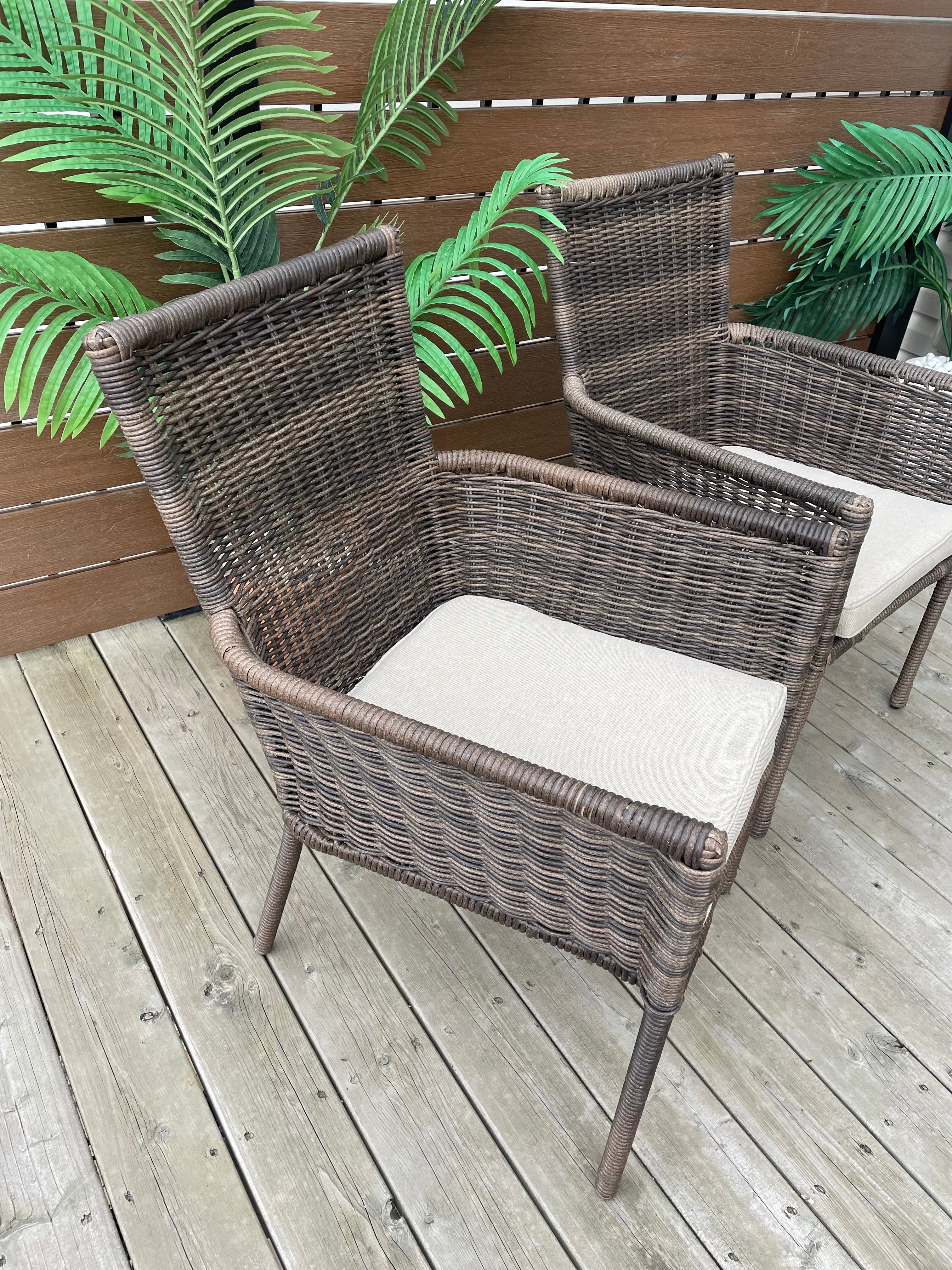 Threshold™ Monroe 2 Piece Patio Stack Dining Chairs Tan All-Weather Wicker No Assembly Required