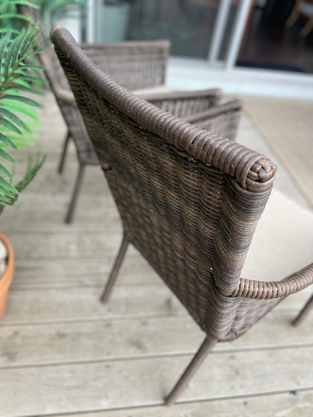 Threshold™ Monroe 2 Piece Patio Stack Dining Chairs Tan All-Weather Wicker No Assembly Required