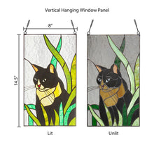 Load image into Gallery viewer, Tiffany Style Cat in Grass Window Panel