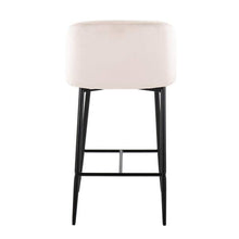 Load image into Gallery viewer, 26&quot; Fran Cream Velvet &amp; Black Metal Counter Height Bar Stool (Set of 2)