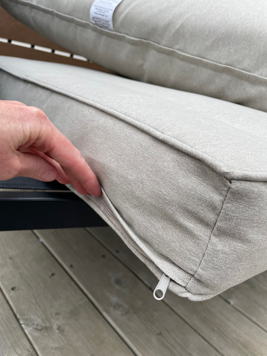 Threshold™ Henning Half Size Outdoor Patio Chaise Lounge, Daybed with Arm Cream: Powder-Coated Steel Frame, All-Weather Design