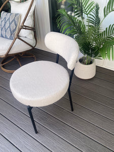 Modern Sherpa Accent Chair/Armless Dining Chair With Backrest (Set of 6), Light Brown / Black Metal Legs